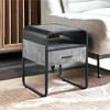 HomeRoots 22" Black And Gray Wood And Metal Square End Table With Drawer And Shelf - 2 of 3