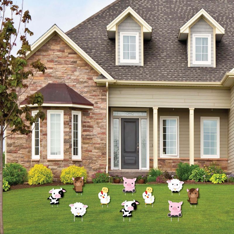 Big Dot of Happiness Farm Animals - Barnyard Animal Lawn Decorations - Outdoor Baby Shower or Birthday Party Yard Decorations - 10 Piece, 2 of 9