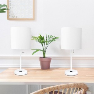 Creekwood Home Oslo 19.5" Power Outlet Base Metal Table Desk Lamp with Shade - 1 of 4