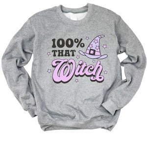 Simply Sage Market Women's Graphic Sweatshirt Purple 100% That Witch - 1 of 4