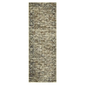 Washable Vintage Living Room Rugs, Distressed Floral Print Non Slip Bedroom Rugs, Low Pile Stain Resistant Accent Large Carpet for Home Office - 1 of 4