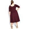 Women's Plus Size Cute Girl Elbow Sleeve Dress - oxblood | CITY CHIC - 3 of 4