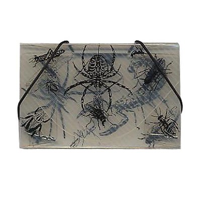 JAM Paper Plastic Business Card Holder Case Clear Black Bugs Design 33667487