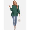 EXLURA Womens Long Sleeve Blouses Swiss Dot Babydoll Loose Fit Maternity Top 2025 Spring Fall Tunic Shirts Dressy Casual Tops White - 4 of 4