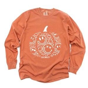 Simply Sage Market S.W.Smiley Pumpkin Outline Garment Dyed Long Sleeve - 1 of 4