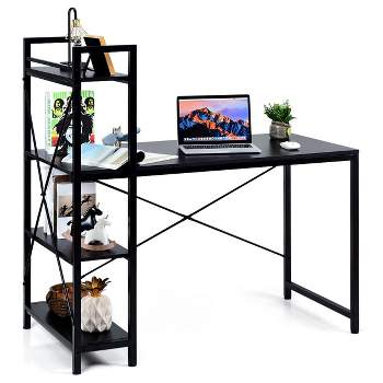 Costway 47.5'' Compact Computer Desk With 4-Tier Storage Bookshelves for Home Office