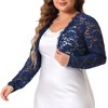 Agnes Orinda Women's Plus Size Long Sleeve Lace Sheer Shrug Open Front Crop Cardigans - 2 of 4