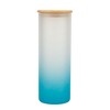 100 North 25 Ounce Frosted Glass Gradient Travel Tumbler With Straw & Wooden Lid, Australian Shepherd Paint Splatter Sky Blue - image 2 of 4