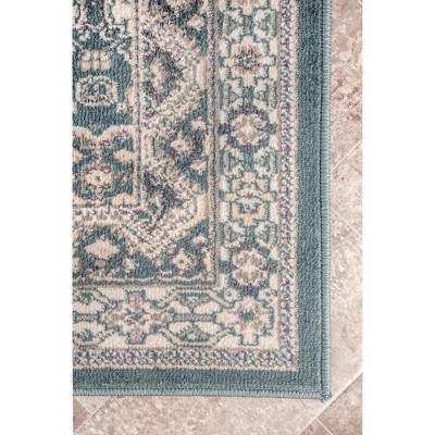Becca Blue and Beige Synthetic Rectangular Area Rug