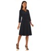 Rekucci Women's Slimming 3/4 Sleeve Fit and Flare Crossover Tummy Control Dress - 3 of 4