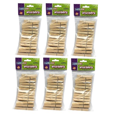 Creativity Street® Spring Clothespins, Natural, Large, 2.75", 24 Per Pack, 6 Packs