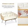 4-Piece Outdoor Patio Furniture Set with Boho Rope Wicker Sofa, Loveseat & Glass Table, All-Weather Couch for Garden, Backyard, Porch - 4 of 4