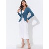 INSPIRE CHIC Women's Tie Front Long Sleeve Crop Ruffle Knit Cardigan Sweaters - 2 of 4