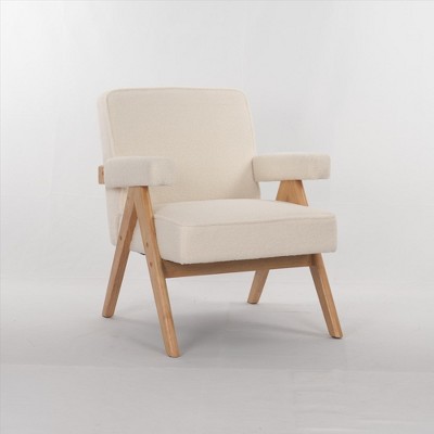 NicBex PU Leather Accent Chair,Upholstered Living Room Chairs with Inverted V-shaped Wooden Legs,Comfy Armchair,Accent Chairs for Living Room
