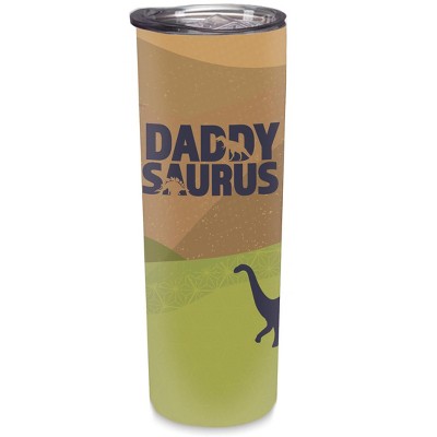 Elanze Designs Daddysaurus Green Dinosaurs 20 ounce Stainless Steel Travel Tumbler