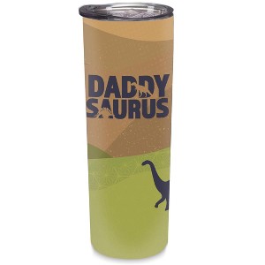 Elanze Designs Daddysaurus Green Dinosaurs 20 ounce Stainless Steel Travel Tumbler - 1 of 4