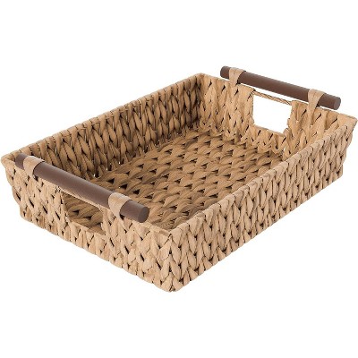 Juvale 2 Pack Small Rectangular Wicker Baskets For Shelves, 6 Inch Wide  Hand Woven Water Hyacinth Baskets : Target