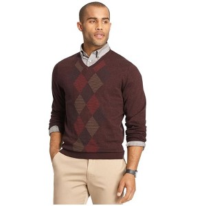 Van Heusen Mens Feeder-Stripe Diamond V Neck Pullover Sweater - 1 of 1