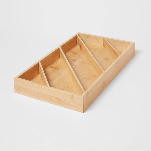 mDesign Wooden Bamboo Office Drawer Organizer Box Tray, Stackable