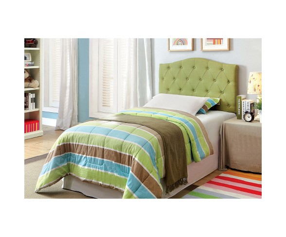 miBasics Delphi Button Tufted Adjustable Linen Twin Headboard in Green
