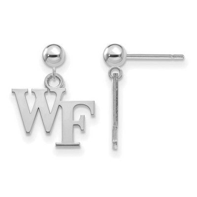 Black Bow Jewelry 14k White Gold Wake Forest Demon Deacons NCAA Dangle Earrings
