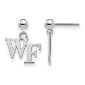 Black Bow Jewelry 14k White Gold Wake Forest Demon Deacons NCAA Dangle Earrings - 1 of 3