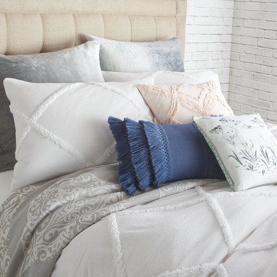 White Cotton Chenille Lattice Queen Duvet Cover