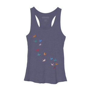 Women's Design By Humans Flying Paper Cranes Birds By Magnussons Racerback Tank Top - 1 of 3