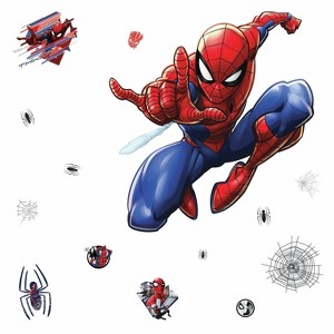 Spider-Man Giant Peel and Stick Kids' Wall Decals - RoomMates: Marvel Vinyl, Repositionable, Spiderman Bedroom Decor, 18 Pieces - 1 of 4