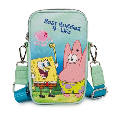 Nickelodeon Wallet, Phone Bag Holder, SpongeBob and Patrick Star Best Buddies 4 Life, Blue, Vegan Leather