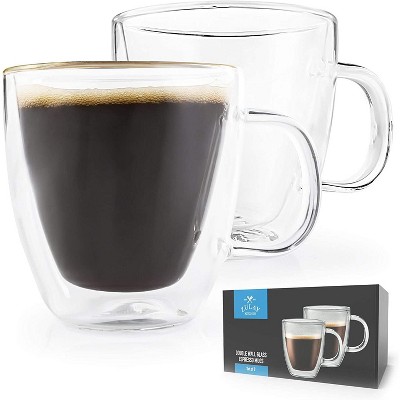 Double Wall Insulated Clear Glass Espresso Cups, set-of-2 (5.4oz)