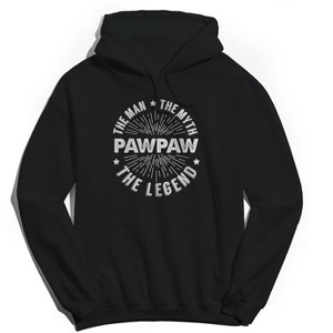 Rerun Island Men's The Man The Myth Pawpaw Long Sleeve Graphic Cotton Sweatshirt Hoodie - Black L - 1 of 3