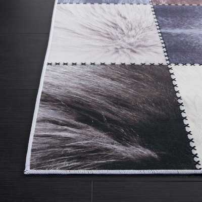 Beige/Grey Faux Fur Rectangular 4' x 6' Rug