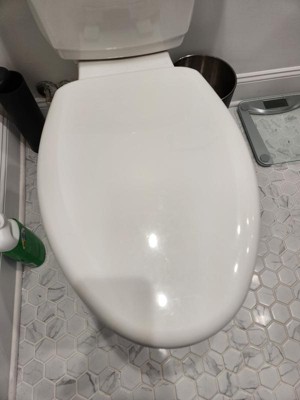Elongated Cushioned Vinyl Toilet Seat Never Loosens Chrome Hinges White -  Mayfair By Bemis : Target