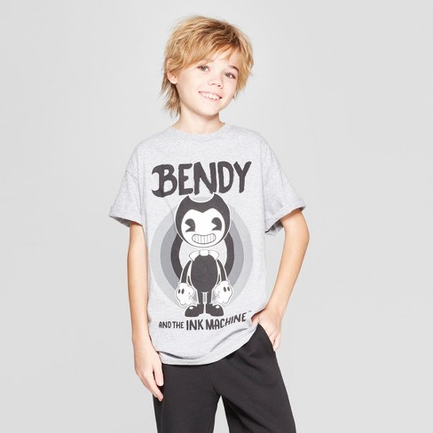 Boys Bendy And The Ink Machine Short Sleeve Graphic T Shirt Gray - boys roblox logo t shirt video game kids youth tee active