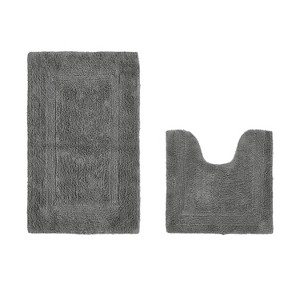 Lux Premium 100% Cotton Tufted Solid Reversible 2 PC Bath Rug Set – Ultra-Soft, Water-Absorbent, Durable, Machine Washable Bathroom Rug - 1 of 4