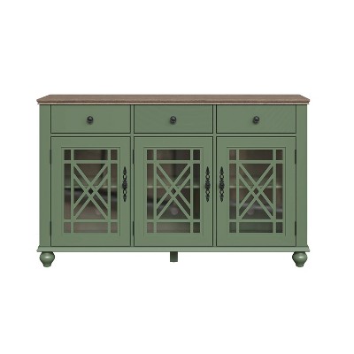 Festivo 55" Green Vintage Style Buffet Sideboard Cabinet with Drawers