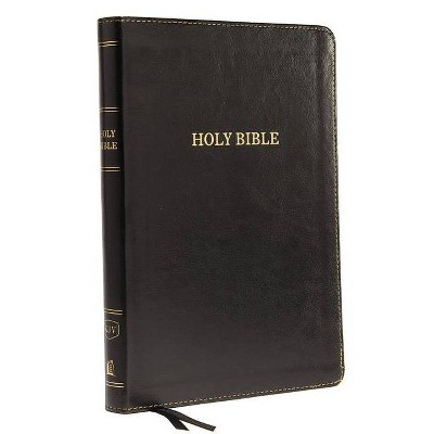 KJV, Thinline Bible, Large Print, Imitation Leather, Black, Indexed, Red Letter Edition - by  Thomas Nelson (Leather Bound)