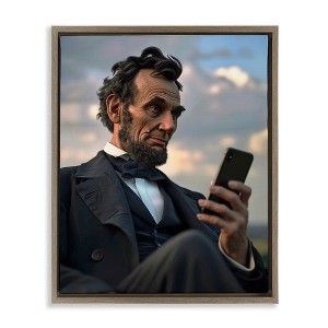 Stupell Industries Abe Lincoln with Cellphone, 31" x 25" - 1 of 4