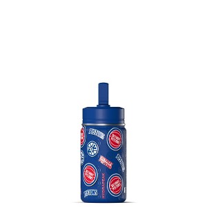 NBA Detroit Pistons 14oz Kids Stainless Steel Water Bottle With Straw Lid and Flexible Handle - 1 of 4