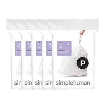 simplehuman 50-60L Code P Custom Fit Trash Bags Liner White