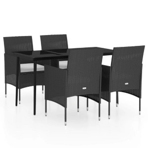 vidaXL Patio Dining Set Outdoor Dining Set Table and Chair Set for Garden - Black 5 Piece with Cushions 55.1" Table Length - 1 of 4