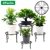 NewHome"4-Pack Heavy Duty Iron Plant Stands, Round Flower Pot Holders for Home, Garden, Patio Décor"Black - 2 of 4