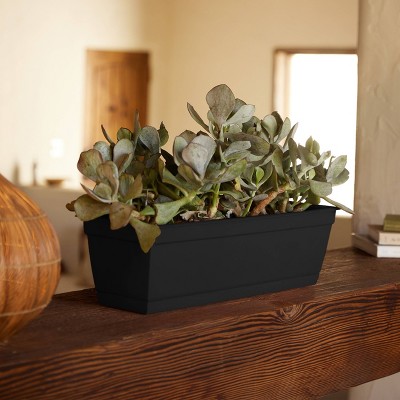 Bloem Dura Cotta 30" Black Weatherproof Resin Window Box Planter