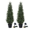 DR.Planzen Artificial Cedar Tree Artificial Cedar Topiary Trees with a pretty light strip  perfect for Christmas Home Decor set of 2 pack. - 2 of 4