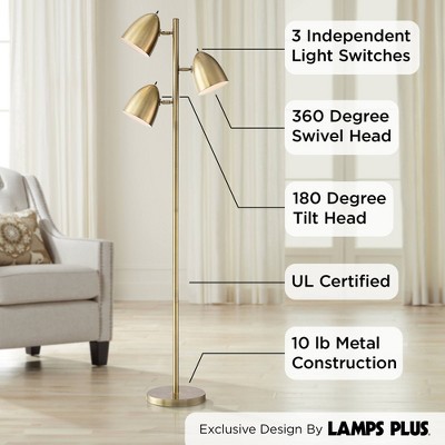 Aaron Mid-Century Modern Adjustable Black and Brass Floor Lamp