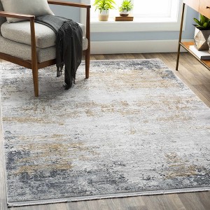 Hauteloom Barrackville Luxury Fringed Faux Silk Rug - 1 of 4