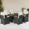 vidaXL Patio Dining Set with Cushions Table and Chair Furniture Poly Rattan - Black and Cream Glass 6 Piece - 2 of 4