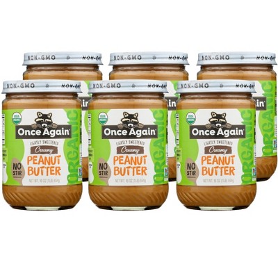 Once Again Organic Lightly Sweetened Creamy Peanut Butter - Case of 6/16 oz