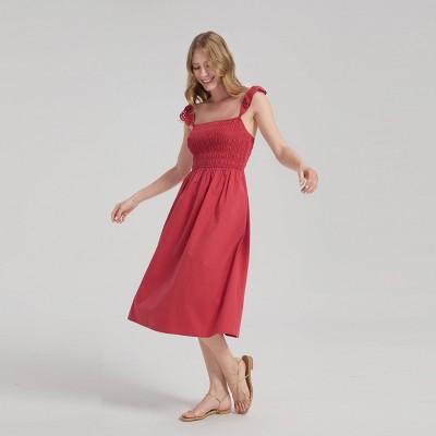 Женские платья Universal Thread Women's Ruffle Sleeve Eyelet Midi Dress - Universal Thread™ Coral Red M — фото 3